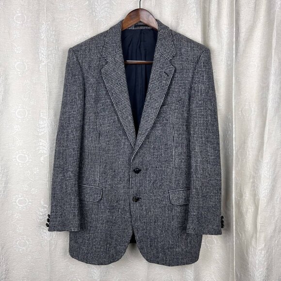 Harris Tweed 42L vintage gray wool tweed sport coat wool blazer suit jacket UK